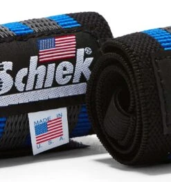 Schiek 24" Wrist Wraps - Black/Blue -Fitness Supplies Store 1124R Schiek Wrist Wraps Straps Blue 24 inch Pair Close Up