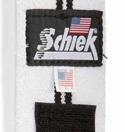 Schiek 24" Wrist Wraps - White/Black 9 Schiek 24" Wrist Wraps - White/Black -Fitness Supplies Store 1124W Schiek Wrist Wraps Straps White 24 inch Material Close Up