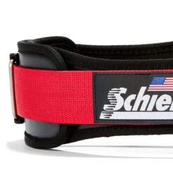 Schiek 3004 Power Contour Weight Lifting Belt - Red -Fitness Supplies Store 3004 Schiek Contour Power Weight Lifting Belt Black and Red Side Close Up