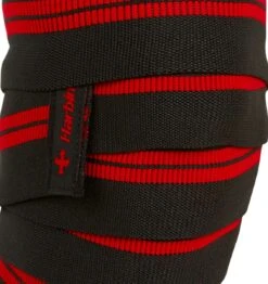 Harbinger 78" Red Line Knee Wraps - Black/Red 11 Harbinger 78" Red Line Knee Wraps - Black/Red -Fitness Supplies Store 46300 Harbinger 78 inch Red Line Knee Wraps Front Close Up