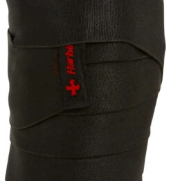 Harbinger 72" Power Knee Wraps - Black -Fitness Supplies Store 46700 Harbinger 72 inch Power Knee Wrap Front Close Up