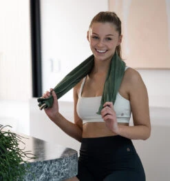 BAHE Studio Duet Sock & Towel Combo - Khaki/Coconut -Fitness Supplies Store BAHE Studio Duet Sock Towel Combo Khaki Coconut Lifestyle 03