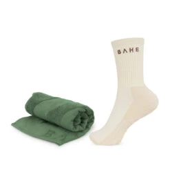 BAHE Studio Duet Sock & Towel Combo - Khaki/Coconut