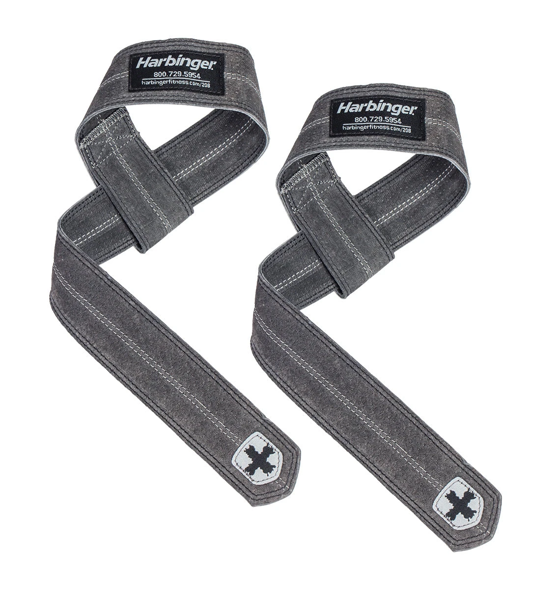 Harbinger 21.5" Leather Lifting Straps - Grey 4 Harbinger 21.5" Leather Lifting Straps - Grey - Image 2