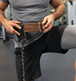 Harbinger 36" Leather Dip Belt Attachment - Gunmetal -Fitness Supplies Store Harbinger Leather Dip Belt Attachment Lifestyle 05