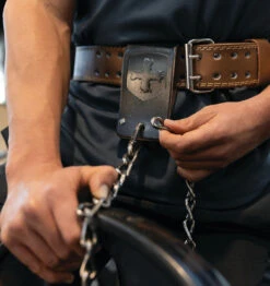 Harbinger 36" Leather Dip Belt Attachment - Gunmetal -Fitness Supplies Store Harbinger Leather Dip Belt Attachment Lifestyle 06