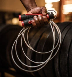 Harbinger Pro Speed Jump Rope - Red/Black -Fitness Supplies Store Harbinger Pro Speed Jump Rope Red Black Lifestyle 02