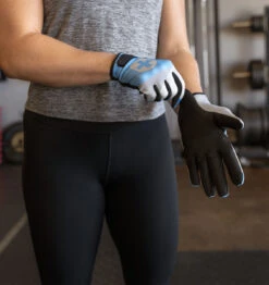Harbinger Women's Shield Protect Weight Lifting Gloves - Grey/White/Blue -Fitness Supplies Store Harbinger Shield Protect Gloves Womens Grey White Blue Lifestyle 01