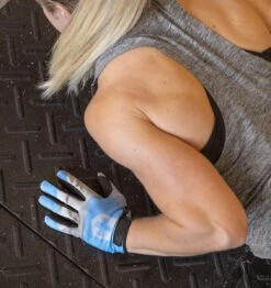 Harbinger Women's Shield Protect Weight Lifting Gloves - Grey/White/Blue -Fitness Supplies Store Harbinger Shield Protect Gloves Womens Grey White Blue Lifestyle 02