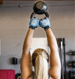 Harbinger Women's Shield Protect Weight Lifting Gloves - Grey/White/Blue -Fitness Supplies Store Harbinger Shield Protect Gloves Womens Grey White Blue Lifestyle 04