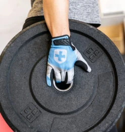 Harbinger Women's Shield Protect Weight Lifting Gloves - Grey/White/Blue -Fitness Supplies Store Harbinger Shield Protect Gloves Womens Grey White Blue Lifestyle 06