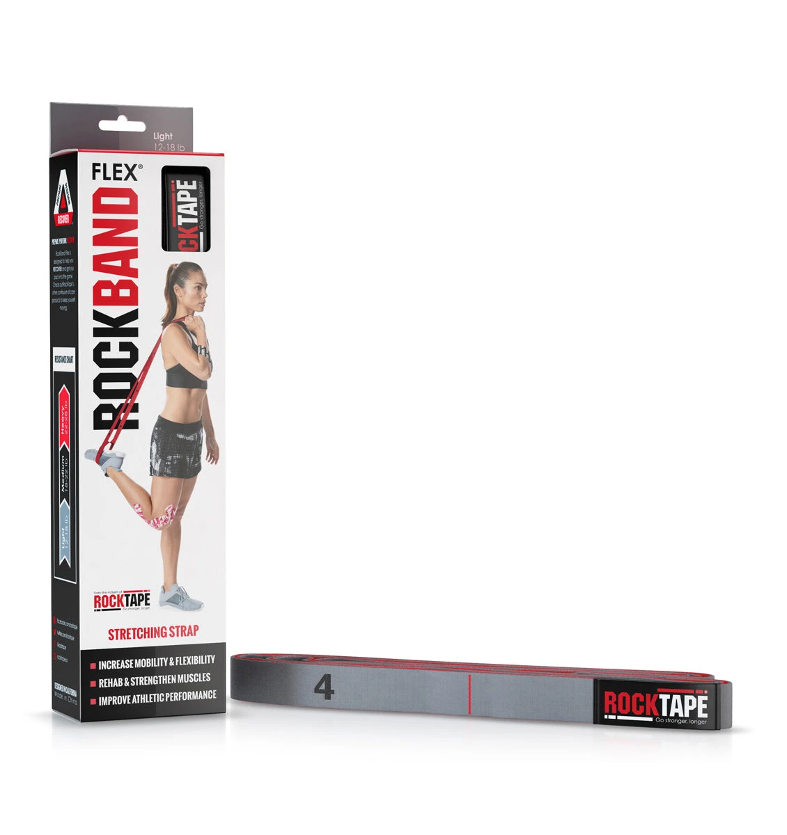RockTape RockBand Flex Resistance Band - 105cm - Light - 25kg - Grey 3 RockTape RockBand Flex Resistance Band - 105cm - Light - 25kg - Grey