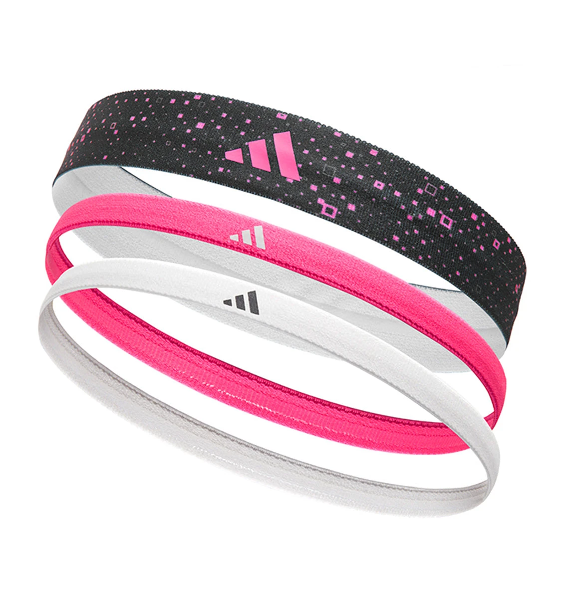 Adidas Graphic Hair Bands - Lucid Pink/White/Black (3 Pack) 3 Adidas Graphic Hair Bands - Lucid Pink/White/Black (3 Pack)