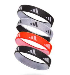 Adidas Hair Ties - Black/Grey/Solar Red (4 Pack)